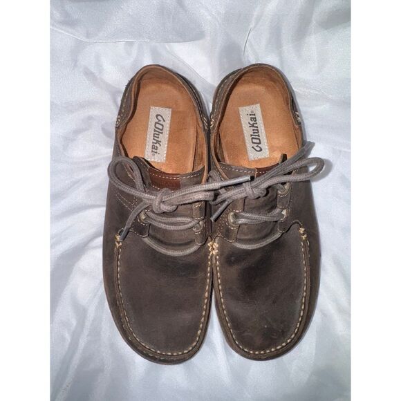 Olukai Ohana brown nubuck lace‎ up men\'s shoes size 8 EUC main image 7